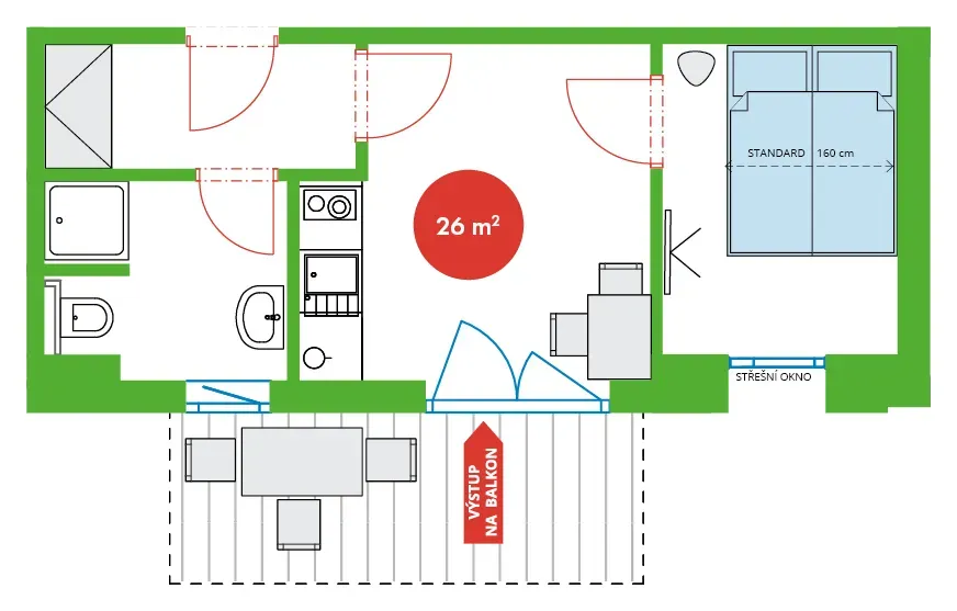 Půdorys: Apartmán Standard