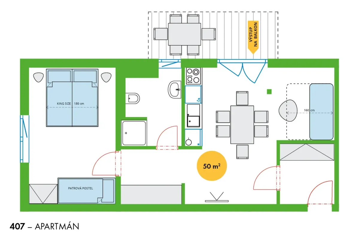 Půdorys: Rodinný apartmán Delux I.